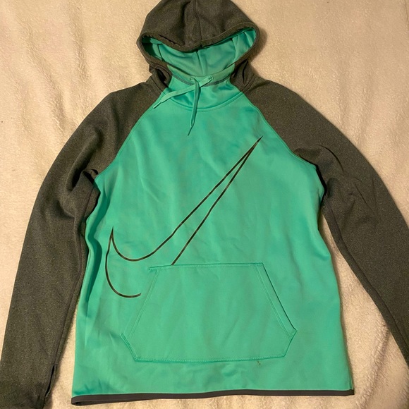 Sweaters - Nike grey and teal hoodie size medium